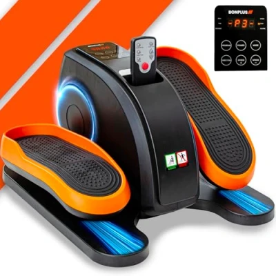 Imagen de Bonplus BP Mini Elíptica Eléctrica Bidireccional Ejercitador de piernas Mando a Distancia Pedaleador Elíptico Pantalla Velocidad y Calorías 3 Programas Gimnasia Pasiva