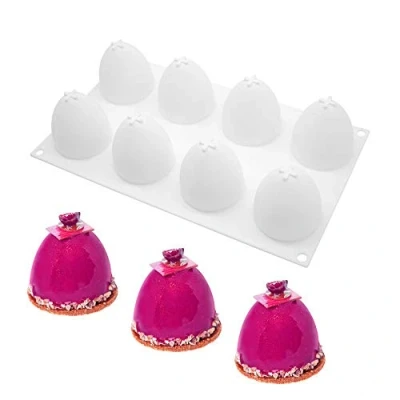 Imagen de Molde de pastel silicona, moldes silicona 3d para postres pudín, 8 cavidades Forma Medio Huevo