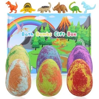 Imagen de Bombas de Baño para Niños con Sorpresa en el Interior, 6 Piezas Huevo Dinosaurio Hecho a Mano Naturales Juguetes Unicornio Niñas Cumpleaños Pascua Juego Regalo