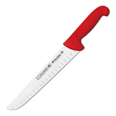 Imagen de 3 Claveles Cuchillo Carnicero Alveolado Proflex, Acero Inoxidable, Rojo, 26 cm 10.5&quot;
