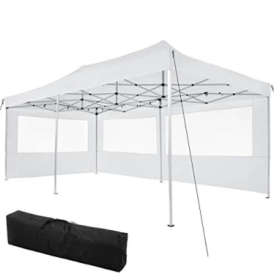 Imagen de tectake® Carpa Plegable, Estructura Robusta, Impermeable, Cenador con Ventanas, Pergolas de Jardin, Toldo Camping, Playa, Exterior, Carpas Impermeables, Cenadores para Jardin 6x3 m Blanco