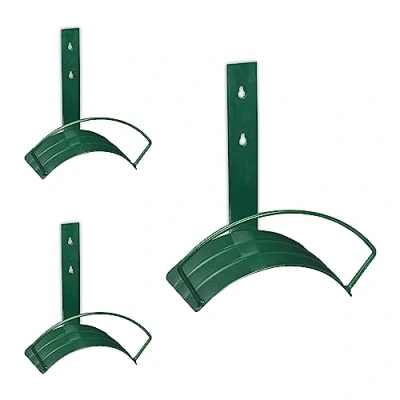 Imagen de Relaxdays Juego Color Verde 3 Soportes Pared, Mangueras de 60 m y 5/8&quot;, Portamangueras Metálico, 33x32,5x16,5 cm, Jardín, Acero