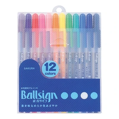 Imagen de Sakura Bolígrafo de tinta gel, rótulo bola (rollo gel), juego 12 colores (PGB12)