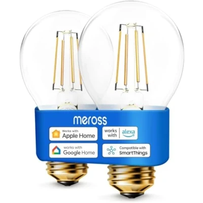 Imagen de meross Bombilla Inteligente Alexa E27 WiFi Regulable Vintage Edison 6W Equivalente a 60W Hue White Compatible con HomeKit Siri, Alexa, Google Assistant y SmartThings, Paquete 2