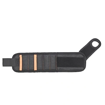 Imagen de Eighosee Pulsera magnética negra para sujetar tornillos, 15 imanes fuertes hombres, bricolaje, carpintero, reparador, regalos hombres