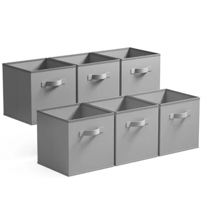 Imagen de GRANNY SAYS Cubos Almacenaje, Pack de 6 Almacenamiento 27x27, Cajas Almacenaje Tela, Cestas Organizadoras, Organizadoras Plegable, Kallax Accesorios, para Estanterias, Gris