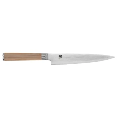 Imagen de KAI Shun Classic White cuchillo japonés multiusos 15 cm de longitud hoja Damasco 32 capas núcleo VG MAX 61 HRC mango madera Pakka pequeño cocina forjado estrecho
