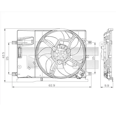 Imagen de TYC 809 0018 Ventilador de radiador para vehículos con climatizador 390 240 bastidor (armazón), resistencia carga norauto, oscaro,