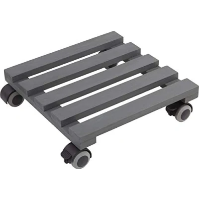 Imagen de Metafranc 825260 Rodillo para Plantas (300 x 300 mm, Capacidad de Carga 60 kg, Placa Pino, Ruedas TPE con 2 Cierres, plástico Cierres), Color Gris