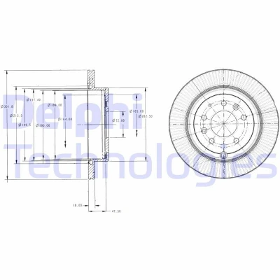 Imagen de DELPHI BG4336 Disco de freno 302 18 5 ventilado aceitado sin procesar cojinete rueda, anillo sensor ABS MAZDA: CX 7