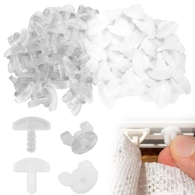 Imagen de 40 Piezas Tope Intermedio para Los Rieles de Las Cortinas,Topes Intermedios,Tapón Cortina Adecuado Cortinas Plástico, Madera, Aluminio(Transparente,Blanco)