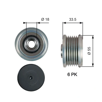 Imagen de GATES OAP7216 Rueda Libre Alternador 33,5 FleetRunner Micro V Stretch Fit MERCEDES BENZ: GLA