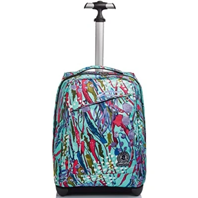 Imagen de Invicta Mochila con Ruedas, ABSTRACT JUNGLE, Bolsa Ruedas para Libros, 2 en 1, Mochila+Trolley, chicos&amp;chicas la escuela, el deporte, tiempo libre, funda portátil, Azul