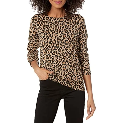 Imagen de Amazon Essentials Jersey de Cuello Caja Ligero Manga Larga (Disponible en Tallas Grandes) Mujer, Camel Guepardo, XS