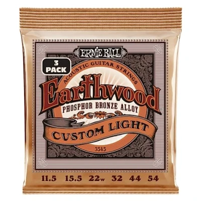 Imagen de Ernie Ball Earthwood Custom Light Cuerdas para guitarra acústica, bronce fosforado, 3 paquetes, calibre 11.5 54