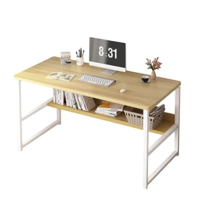 Imagen de Escritorio, Mesa de Oficina para Ordenador, Escritorio Habitación o Estudio. Tablón Aglomerado y Melamina Madera Acero Hogar. PC. 100x45x72 cm