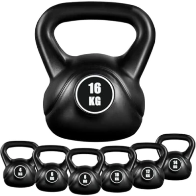 Imagen de AemaSport Kettlebell Pesa Rusa con Revestimiento de PVC Suave Pesos Fitness 8 kg para Entrenamientos en Casa o Gimnasio Ergonómica y Compacta, Agarre Antideslizante
