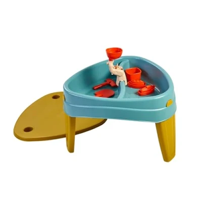 Imagen de FEBER Casual Play Table, Mesa de Juegos 3 en 1, Mesita Infantil para Jardín Exterior, Compartimentos Agua, Arena y Dibujos, Accesorios Juego Incluidos, +2 años, Famosa (FEU14000)