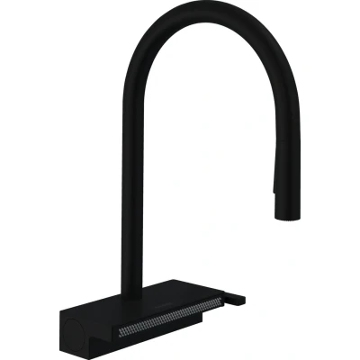 Imagen de Hansgrohe Aquno Select M81 Grifo monomando de cocina 170, ducha extraíble, 3 tipos chorro sin sBox, negro mate, 73837670