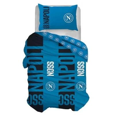 Imagen de hermet SSC Napoli Juego de Funda nórdica Individual algodón, nórdica, + Almohada, 100% Producto Oficial, (no Contiene sábana Bajera Ajustable)