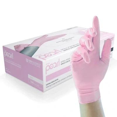 Imagen de UNIGLOVES GP0052 Guantes de Examen Nitrilo, Rosa, Talla S (Paquete 100 Piezas)