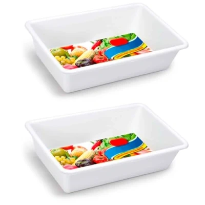Imagen de AC Pack de 2 Bandejas Frigorificas Capaciadad 6 L Fabricado en Plástico Apto para Microondas y Congelador 10 x 39 25 cm Color Blanco