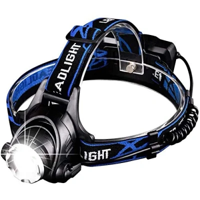 Imagen de Linterna Frontal LED, LED Zoomable 3 modos Super brillante Casco USB recargable para correr Camping pesca pasear perro