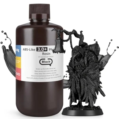 Imagen de ELEGOO Resina ABS Like 3.0 Plus 3.0+, para Impresora 3D con Alta Dureza y Tenacidad, Fotopolímera de Curado Rápido UV 405nm, Impresión LCD/DLP, Negro 1000G