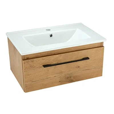 Imagen de paplinskimoebel Mueble de baño y lavabo cerámica, 60 x 39 32 cm, con sistema cierre suave