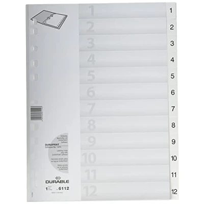 Imagen de Durable 611202 Registro 1 12, DIN A4 retrato, blanco, con lengüetas en relieve, perforación universal, PP