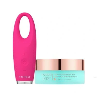 Imagen de FOREO Set Eye Revive IRIS 2 Masajeador de ojos drenaje linfático + máscarilla contorno hidratante IRIS, 60 ud. Eliminador ojeras y bolsas Antiarrugas reductor hinchazón