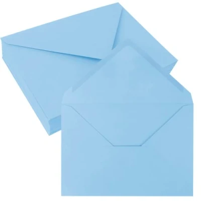 Imagen de JAGERGREEN 50 Sobres B6 Azules, de Papel 137 x 193 mm, 150 gsm, con Solapa Engomada Puntiaguda sin Ventana, para Invitaciones Boda, Tarjetas Felicitación, Baby Shower, Aniversario