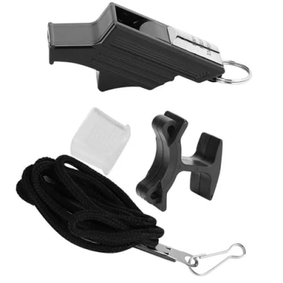 Imagen de Tbest Silbatos Fútbol Baloncesto Entrenamiento Deportivo Árbitro Silbato CAM Supervivencia Emergencia Salvavidas Whistle reemplazo para Acampar al Aire Libre(Negro y Plata)
