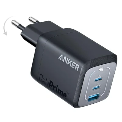 Imagen de Cargador USB C Anker 67 W, Pared Prime GAN, rápido Compacto Plegable 3 Puertos, para MacBook Pro/Air, iPad Pro, iPhone 14/Pro, Galaxy S23/S22, Note20, Pixel, Apple Watch y más