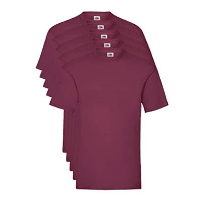 Imagen de Fruit of the Loom Valueweight 5 Pack Camiseta, Rojo (Burgundy 41), Small (Pack de 5) para Hombre