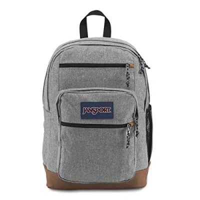 Imagen de JanSport Mochila con funda para portátil de 15 pulgadas, diseño letterman, color gris, 2 compartimentos, correas ergonómicas, hombre y mujer