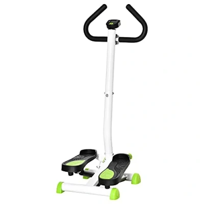 Imagen de HOMCOM Máquina de Step Stepper Fitness en Casa con Pantalla LCD Manillar y Pedales Antideslizantes Equipo Ejercicio para Gimnasio Oficina 55x44x108 cm Blanco