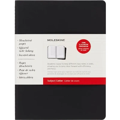 Imagen de Moleskine Subject Cahier Journal Set of 2 Notebooks Cardboard Cover Academic Layout Size Extra Large 19 x 25 cm Colour Black &amp; Kraft Brown 160 Pagine