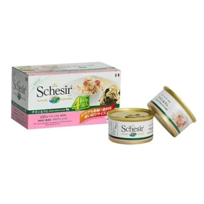 Imagen de Schesir Filete de Pollo para Perros con Cordero, Comida húmeda Perros, 6 x 4 latas 85 g
