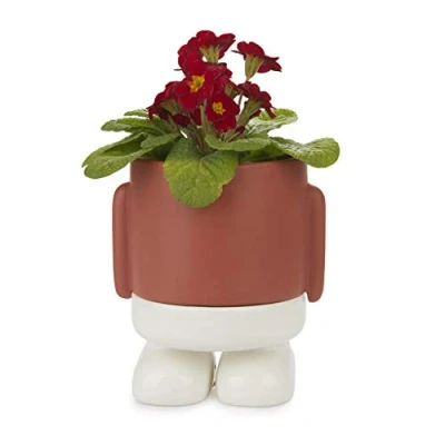 Imagen de Balvi Maceta MrStandy Color Rojo y Blanco Tiesto para Plantas en Forma de Personaje simpático con Rec
