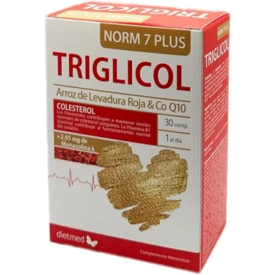 Imagen de Dietmed Triglicol Norm 7 Plus 30 Comprimidos Con Arroz de Levadura Roja &amp; Coenzima Q10 1 al día