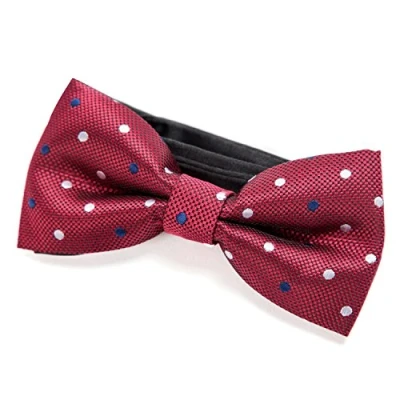 Imagen de DonDon Pajarita para Hombre de lunares Punto rosso elegante con gancho nudo y ajustable