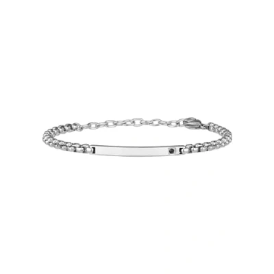 Imagen de Breil, Colección Blacken, Pulsera Hombre, Joya de Acero Espejado, con una Brillante Zirconita Negra y un Práctico Cierre Langosta, Ideas Regalos Hombre Chicos, Medida 17 22 cm, Silver