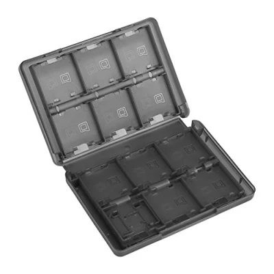 Imagen de 28 en 1 Caja de cartucho tarjeta memoria videojuego plásticoEstuche para tarjetas juego Nintendo almacenamiento 3DS DSL DSI LL(Black)