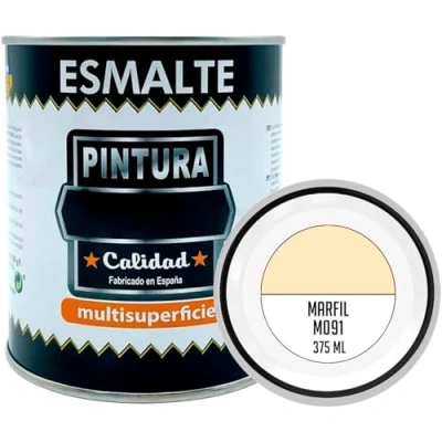 Imagen de AC Bote de Pintura Esmalte Fabricado en España Ideal para Cualquier Superficie, Madera, Plástico, Cristal o Cemento Capacidad 375 ML Marfil (M091)