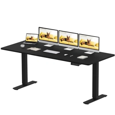 Imagen de SANODESK Escritorio Elevable con 2 Motores Potentes 180 x 80 cm Ajustable en Altura Eléctrico, Mesa de Standing Desk 4 Función Memoria, 120KG Carga (Negro)