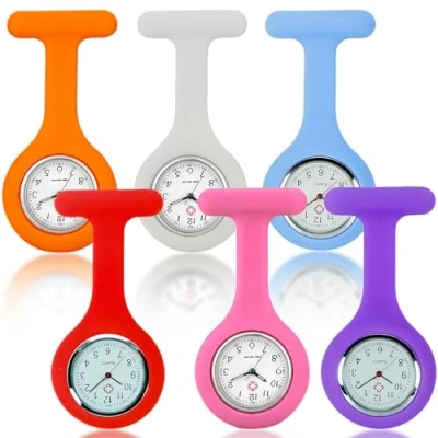 Imagen de Sporgo 6 unidades de reloj enfermera: enfermera con clip, broche enfermera, silicona, pulsera para cuarzo, médicos,