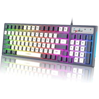 Imagen de Teclado RGB para Juegos con Cable Arco Iris múltiple 8 Chroma LED Retroiluminación Teclas de Bloques Color ergonómico 96 Diseño láser Anti Fantasma 26 Talla mecánica Sensación