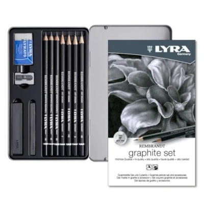 Imagen de LYRA Rembrandt Art Specials, lápices de Esbozo para Bellas Artes, Estuche Metal, Set Grafito, surtidos y accesorios, 11 unidades