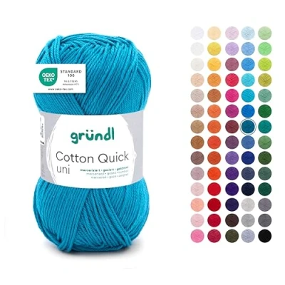 Imagen de Gründl Lana Cotton Quick Uni hilo para tejer y ganchillo, 100% algodón, 1 ovillo de 50 g/125 m, ganchillo/tejer, color azul petróleo
